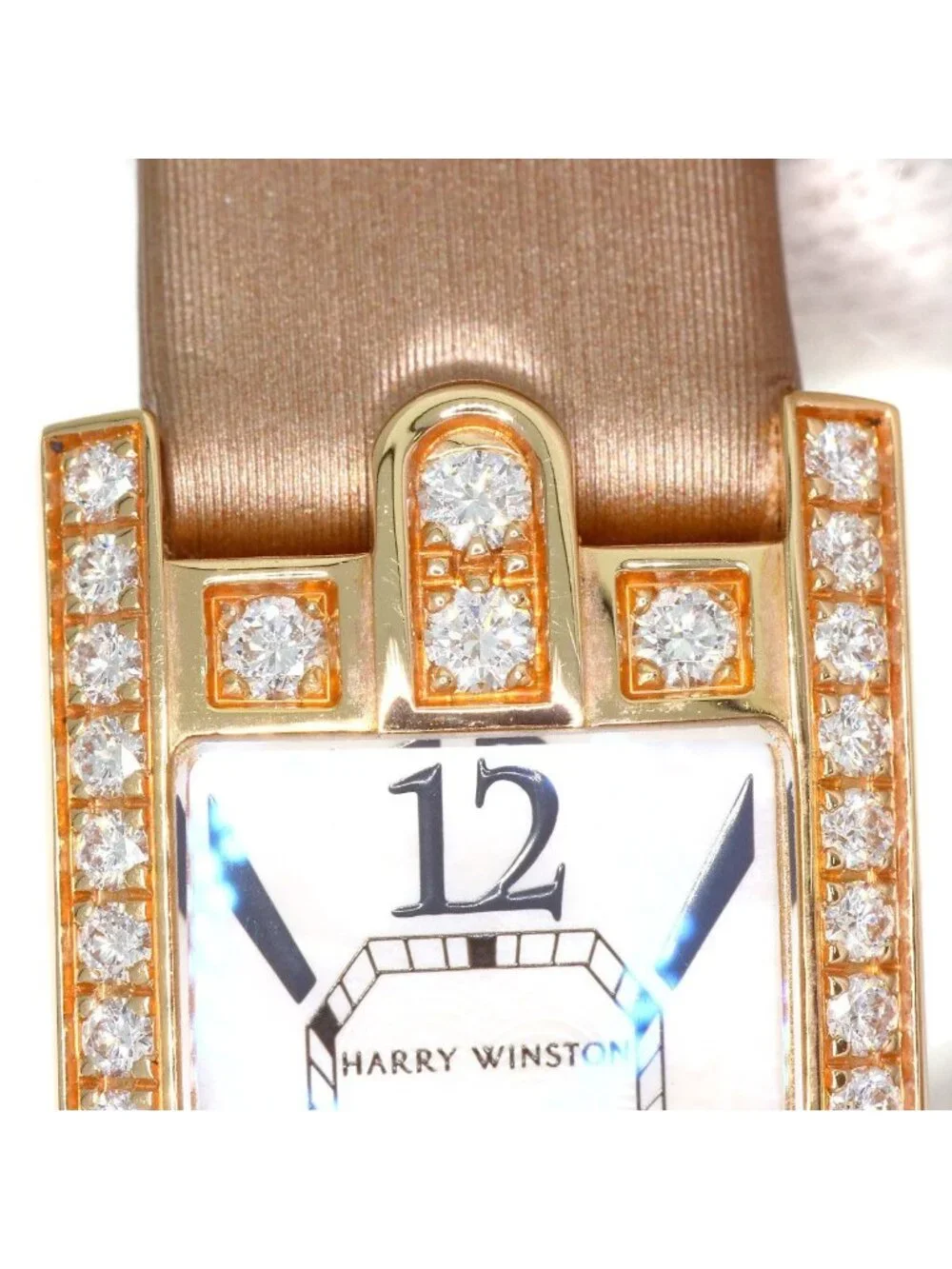 Harry Winston 332 Lqr Avenue C Mini Diamond Bezel Watch 18k Pink Gold Satin